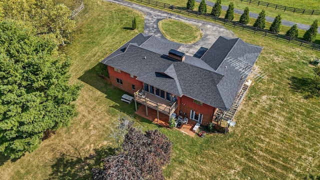 drone / aerial view with a rural view