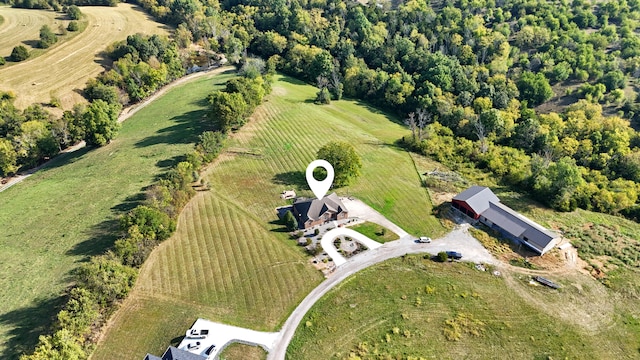 aerial view featuring a rural view