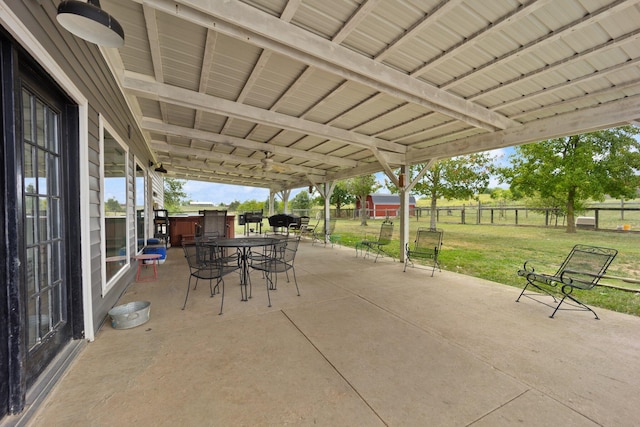 view of patio / terrace with a storage unit