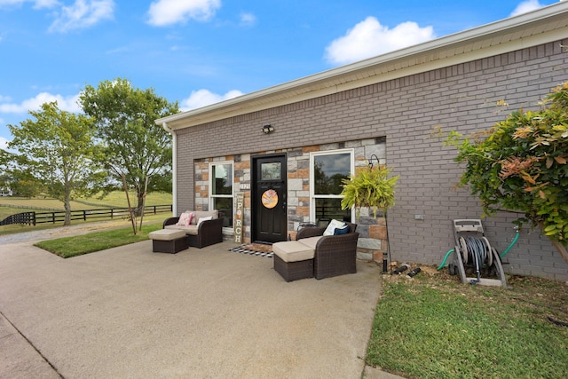 view of patio with an outdoor living space