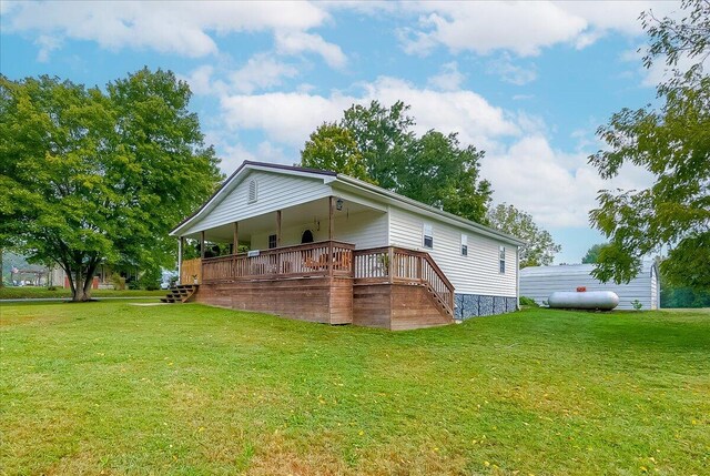 view of property exterior with a lawn