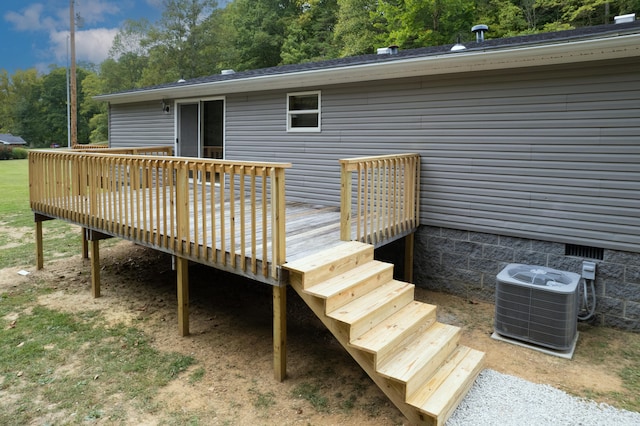 deck with central AC unit