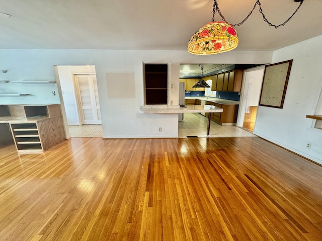 unfurnished living room featuring light hardwood / wood-style floors