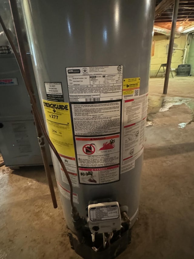 utilities featuring gas water heater