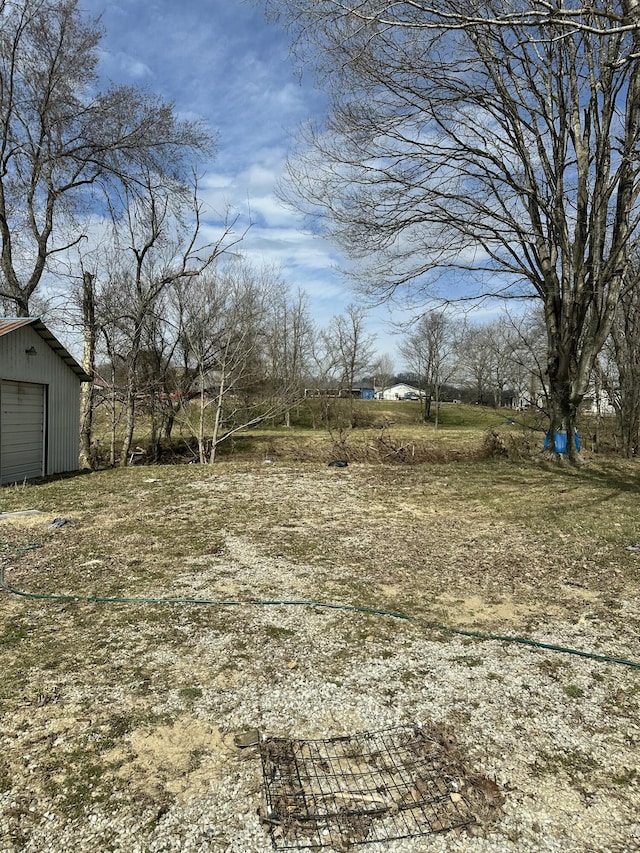 view of yard with an outbuilding