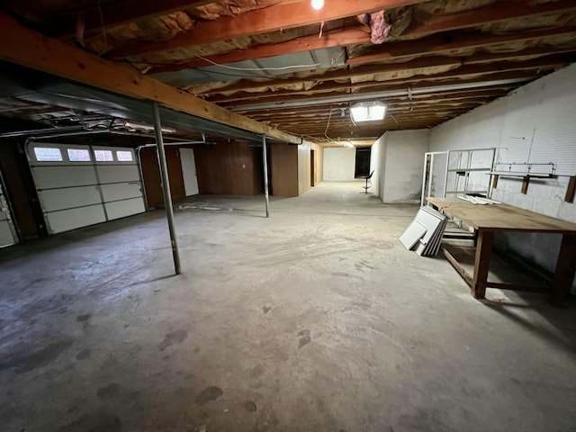 view of unfinished basement