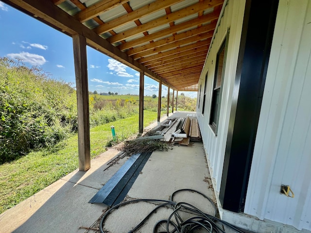 view of patio / terrace with a rural view