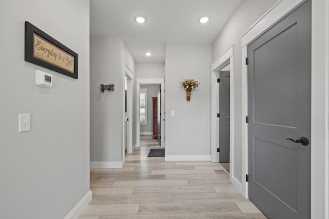 hall featuring light hardwood / wood-style flooring