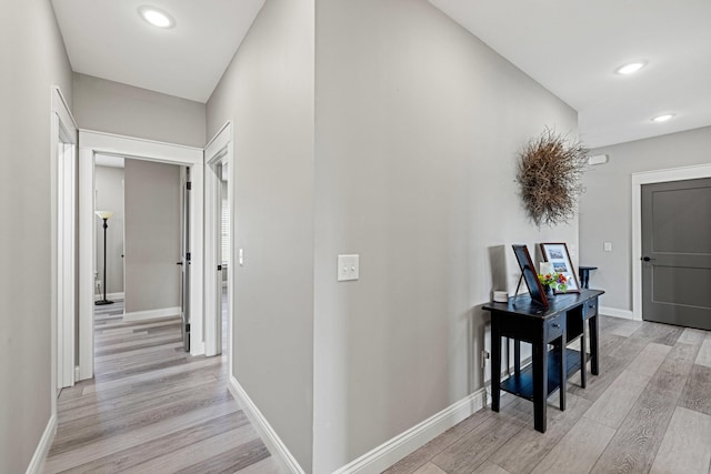 hall featuring light wood-type flooring