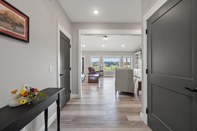 hallway featuring light wood-type flooring