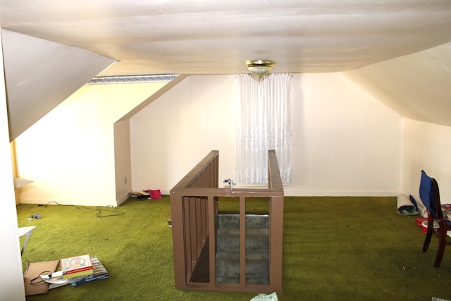 additional living space featuring carpet and lofted ceiling