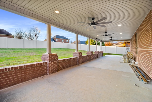 view of patio / terrace featuring ceiling fan