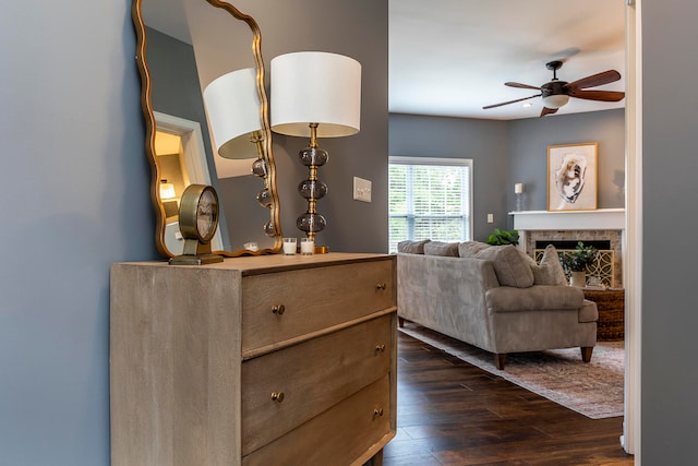 interior space with dark hardwood / wood-style floors