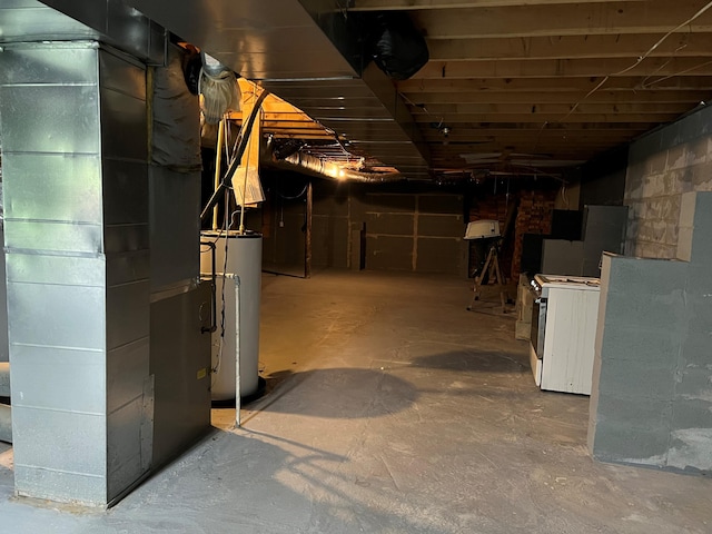 basement with water heater