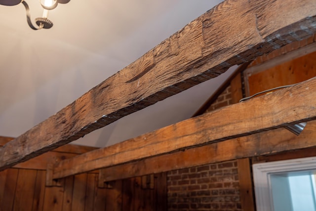 interior details with beam ceiling