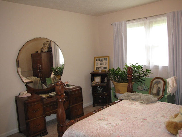 carpeted bedroom featuring multiple windows