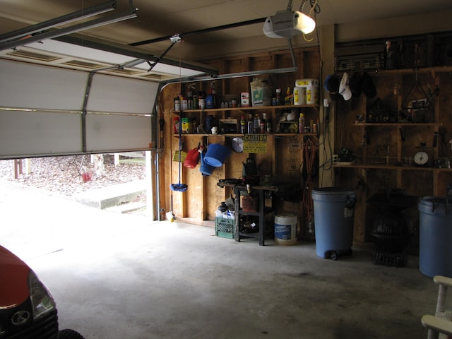 garage with a garage door opener