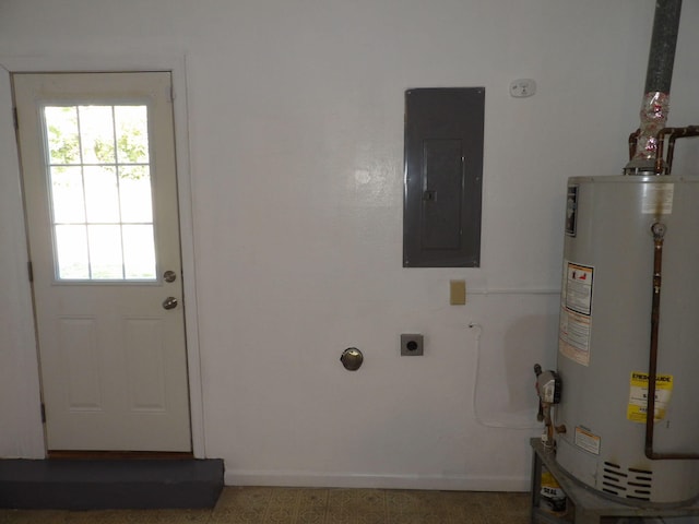 interior space featuring water heater and electric panel