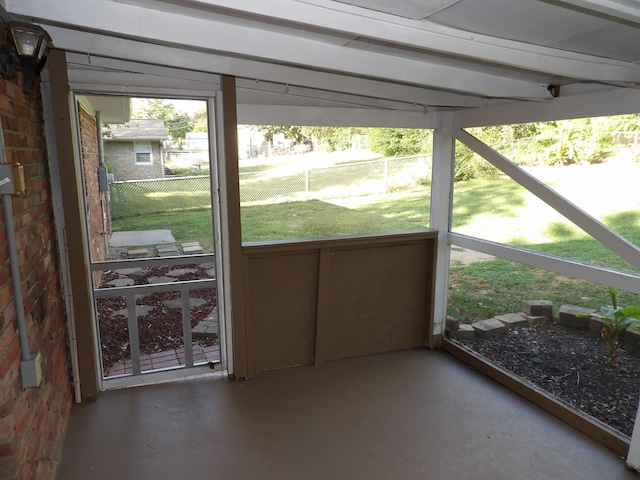 view of unfurnished sunroom