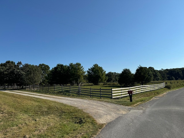 view of road featuring a rural view