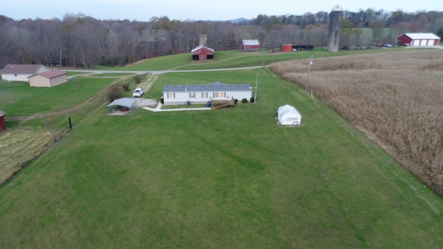 drone / aerial view featuring a rural view