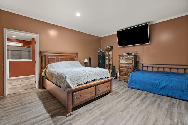 90 Damy Ln, Campton, KY 41301 - bedroom with light wood-style flooring, crown molding, and recessed lighting