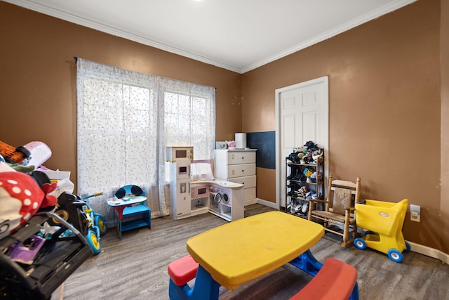 90 Damy Ln, Campton, KY 41301 - playroom featuring wood finished floors, ornamental molding, and baseboards