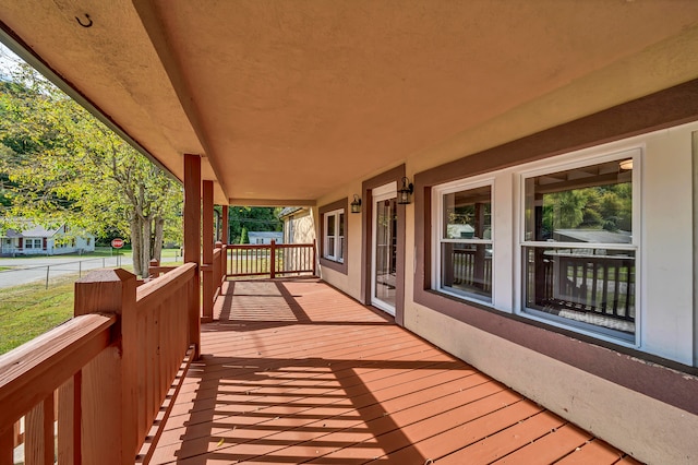 deck featuring a porch