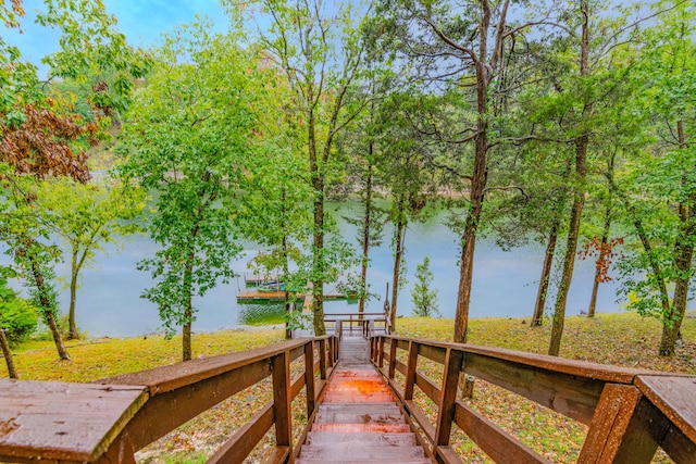 view of property's community with a water view