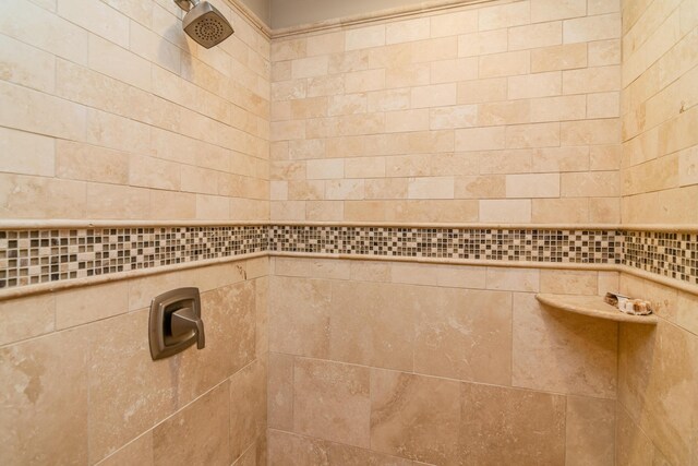 bathroom featuring tile patterned floors and a shower with curtain