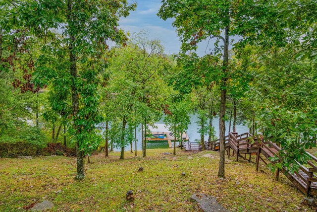 view of yard featuring a wooden deck