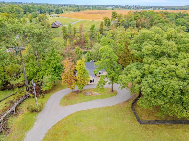 bird's eye view with a rural view