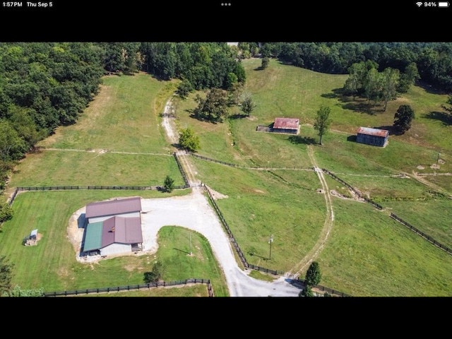 drone / aerial view featuring a rural view