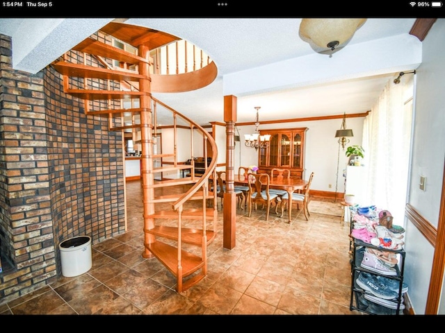 interior space with a chandelier