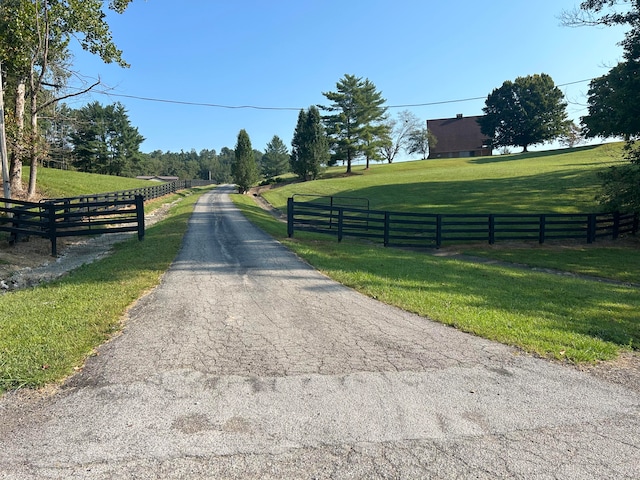 view of road with a rural view