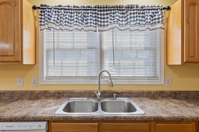 kitchen featuring white dishwasher, sink, and plenty of natural light