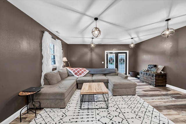 living room with wood-type flooring