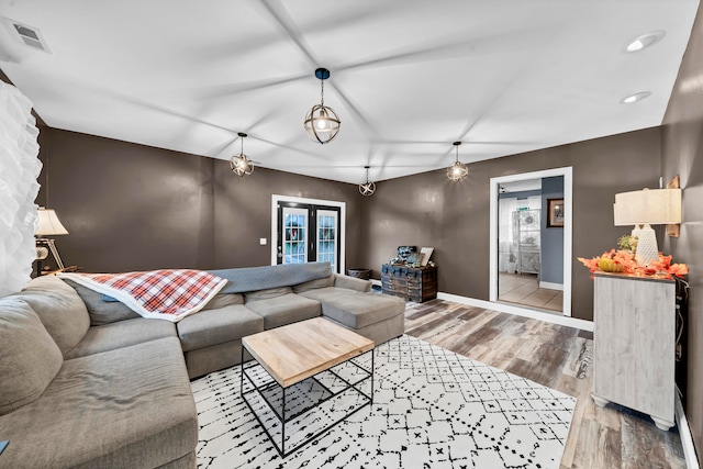 living room featuring hardwood / wood-style flooring