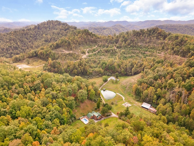 birds eye view of property with a mountain view