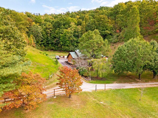 drone / aerial view with a rural view