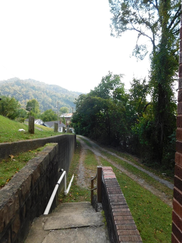 exterior space featuring a mountain view