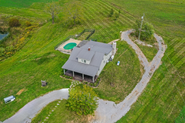 drone / aerial view featuring a rural view