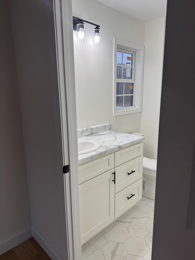 bathroom with toilet and vanity