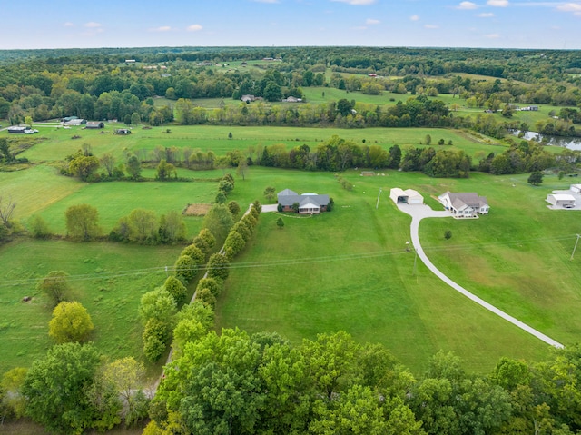 aerial view with a rural view