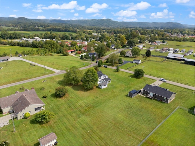 birds eye view of property with a mountain view