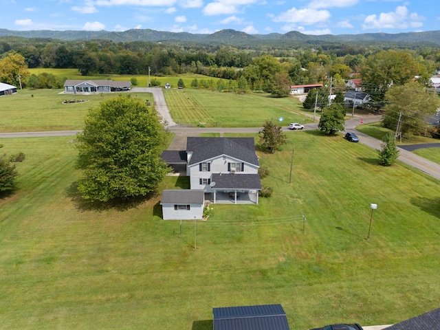 aerial view with a mountain view