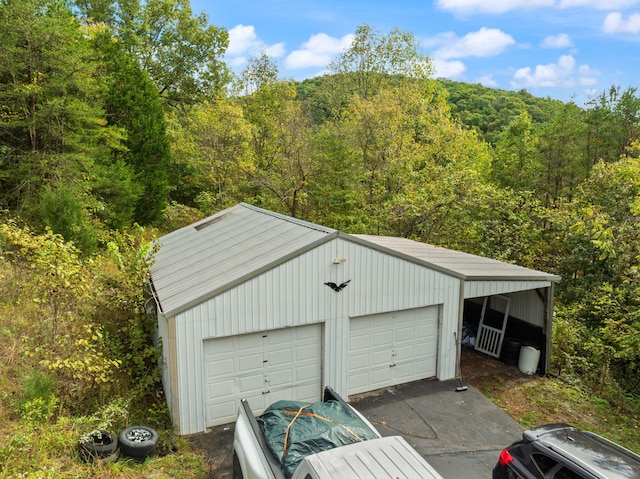 view of garage