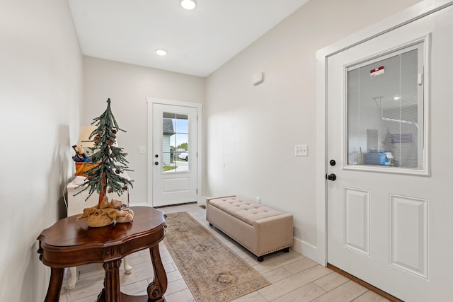 foyer entrance featuring light hardwood / wood-style floors