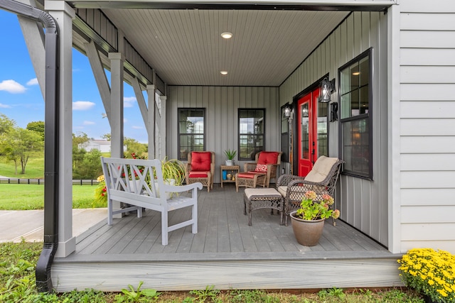 deck featuring a porch