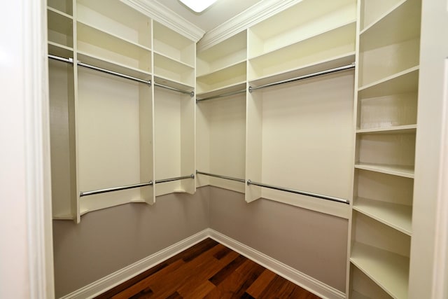 unfurnished bedroom with dark wood-type flooring, ceiling fan, crown molding, and a tray ceiling